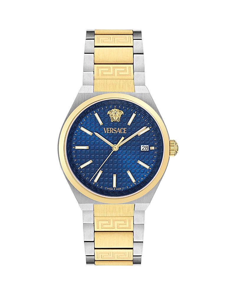 Versace V-auria Watch In Blue/two Tone