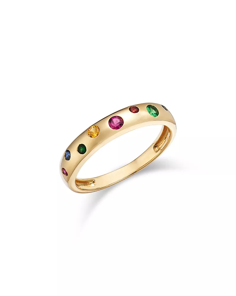 Bloomingdale's Fine Collection Rainbow Sapphire & Tsavorite Band in 14K Yellow Gold
