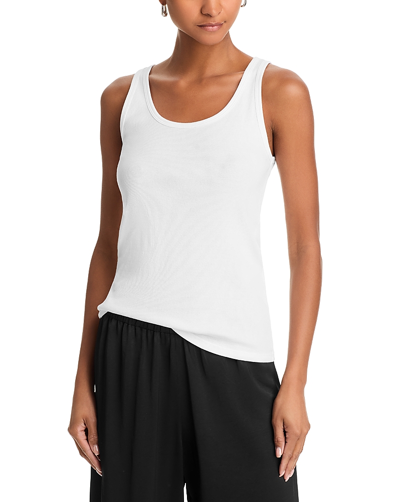 Eileen Fisher Scoop Neck Stretch Organic Cotton Tank In White