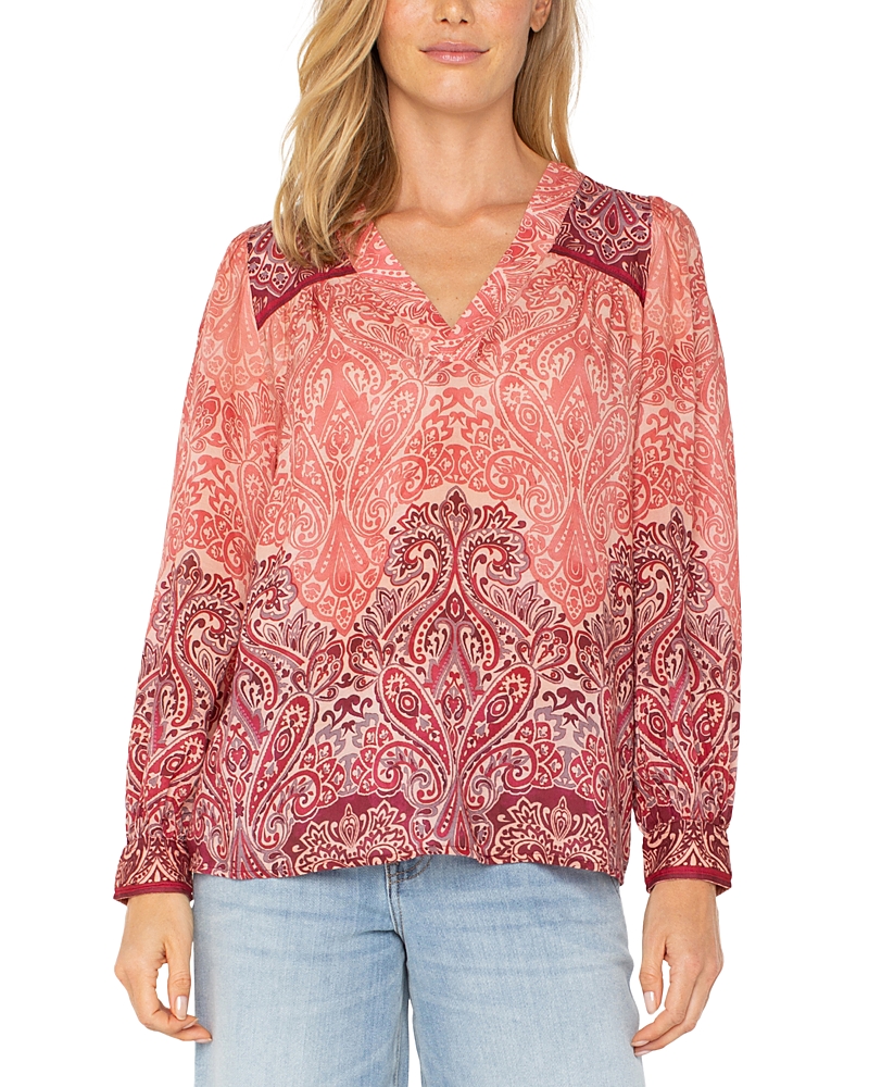 Liverpool Los Angeles Long Sleeve V Neck Blouse