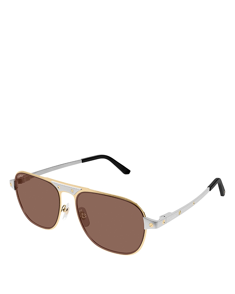Cartier Santos Evolution Navigator Sunglasses, 58mm In Gold