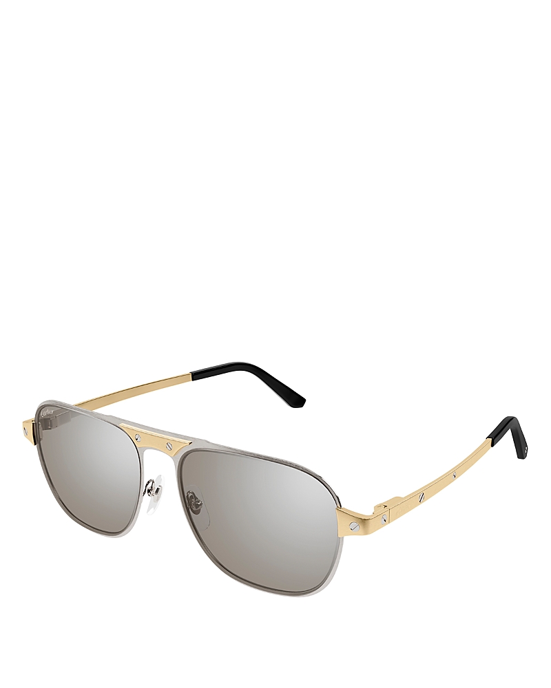 Cartier Santos Evolution Navigator Sunglasses, 58mm In Silver