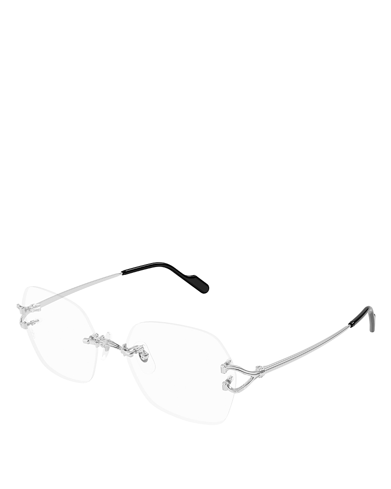 Cartier C Decor Rimless Square Optical Glasses, 55mm In Silver