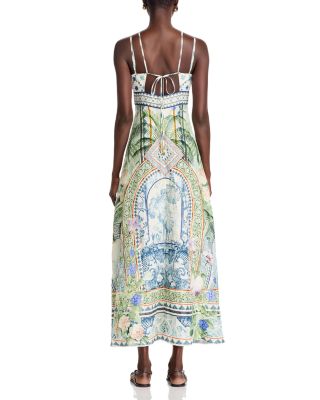 Printed Linen Maxi Dress