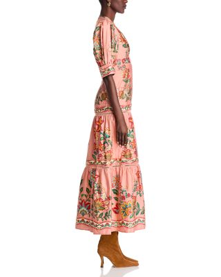 Pink Garden Delight Short Sleeve Maxi Dress