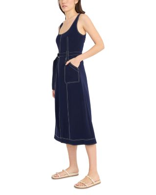 Sleeveless Square Neck Belted Dress