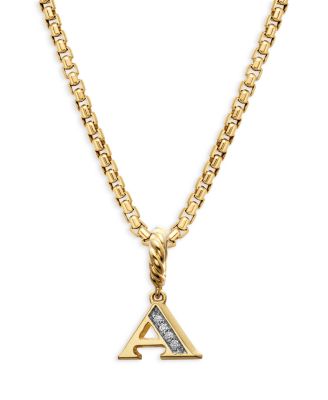 18K Gold Amulets Diamond Pav&eacute; Initial Pendant