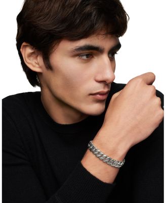 Men's Curb Chain Bracelet in Sterling Silver, 11.5mm