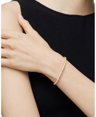 Sculpted Cable Flex Bracelet in 18K Yellow Gold with Diamonds, 5mm