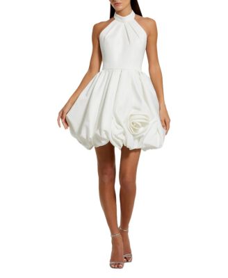 Satin High Neck Sleeveless Bubble Hem Mini Dress