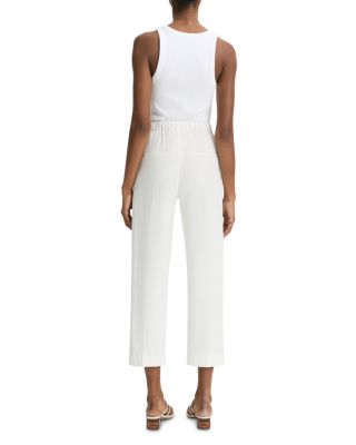 Linen Blend Mid Rise Tapered Pull On Pants  