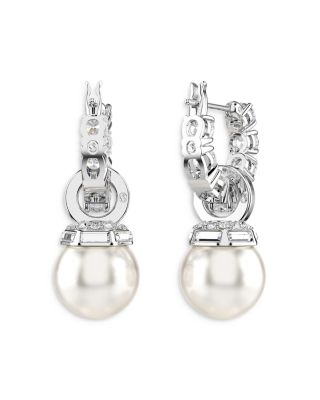 Matrix Crystal & Imitation Pearl Drop Earrings