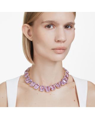 Millenia Purple Octagon Crystal Tennis Necklace, 14.125-15.375"