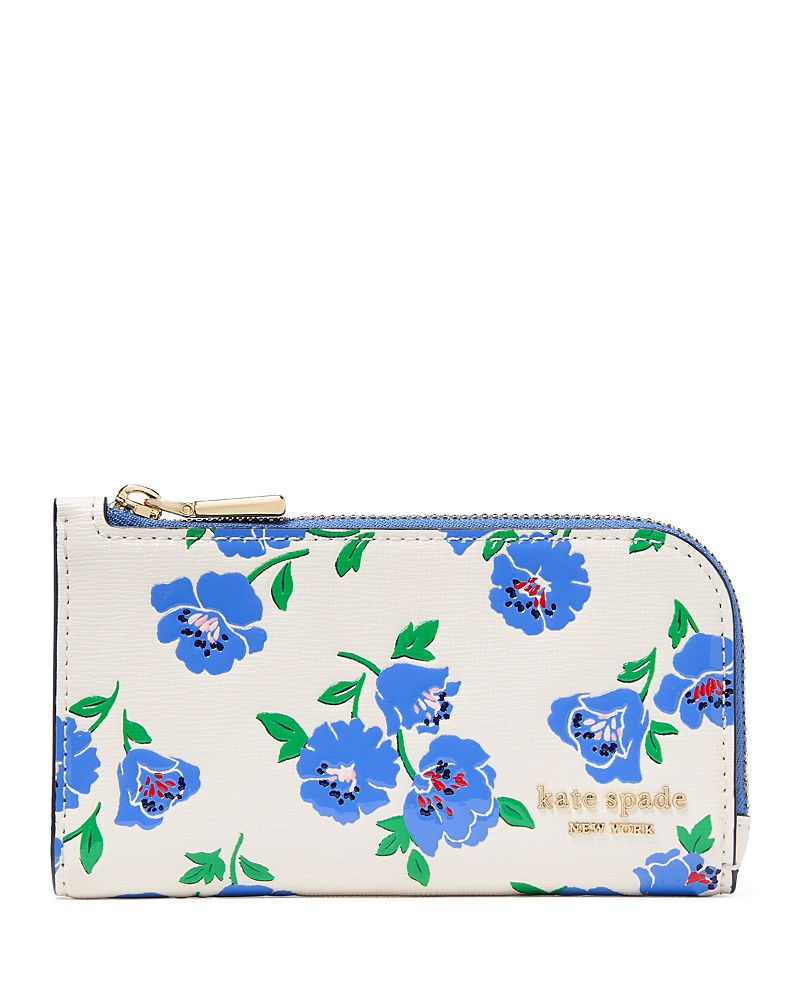 Kate Spade Devin Springtime Blooms Small Slim Bifold Wallet In Cream Multi