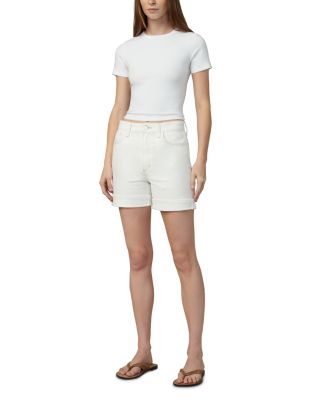 The Joey High Rise Cuffed Jean Shorts in Milk