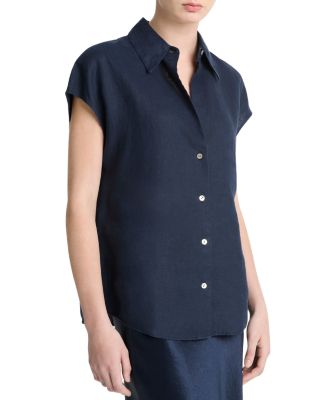 Linen Cap Sleeve Shirt