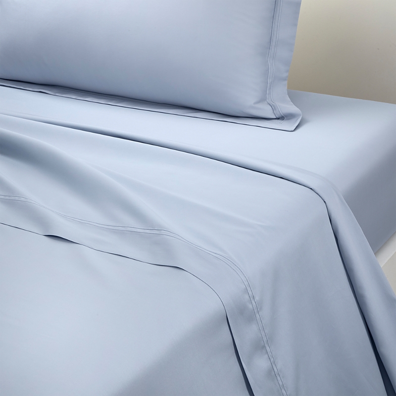 Yves Delorme Triomphe Celeste Double Cotton Flat Sheet In Celeste