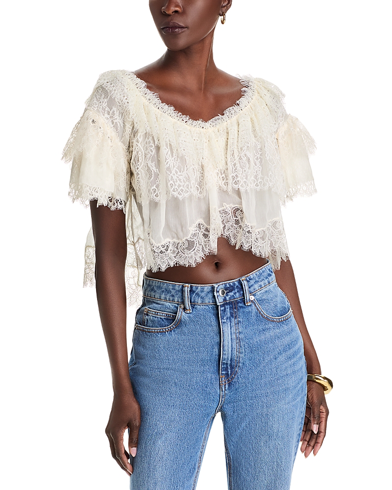 Loveshackfancy Vienne Lace Top In Ivory