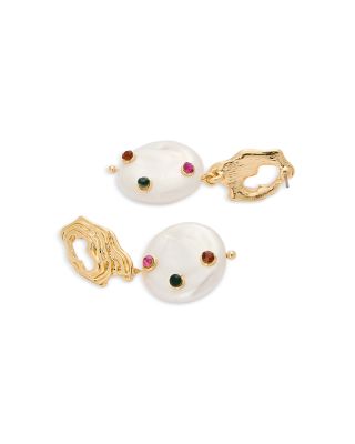 Freshwater Pearl & Glass Stone Drop Earrings - Exclusive