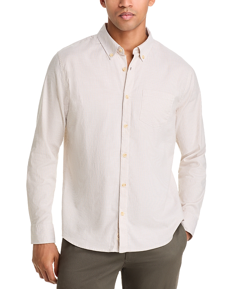 Marine Layer California Button Down Oxford Shirt In Warm/cream Stripe