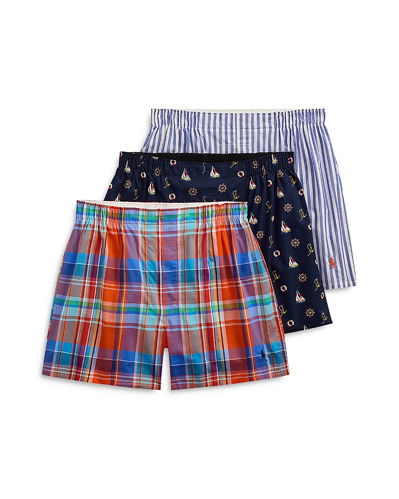 Polo Ralph Lauren Assorted 3-pack Classic Fit Woven Cotton Boxers In Assorted