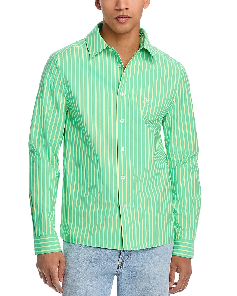 Krost Breeze Printed Button Front Shirt In Neptune Green