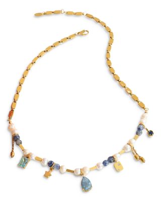 AQUA - 8 Other Reasons Jenny Bangle Blue Beaded Collar Necklace, 17"