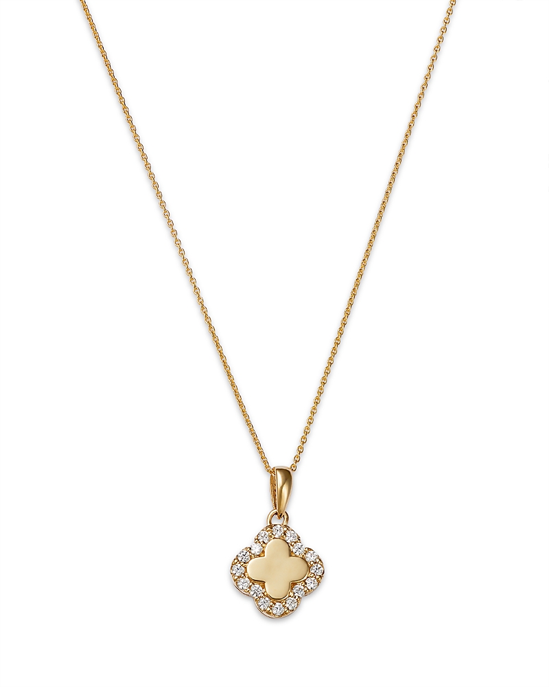 Bloomingdale's Fine Collection Diamond Clover Pendant Necklace In 14k Yellow Gold, 0.15 Ct. T. W. In Gold