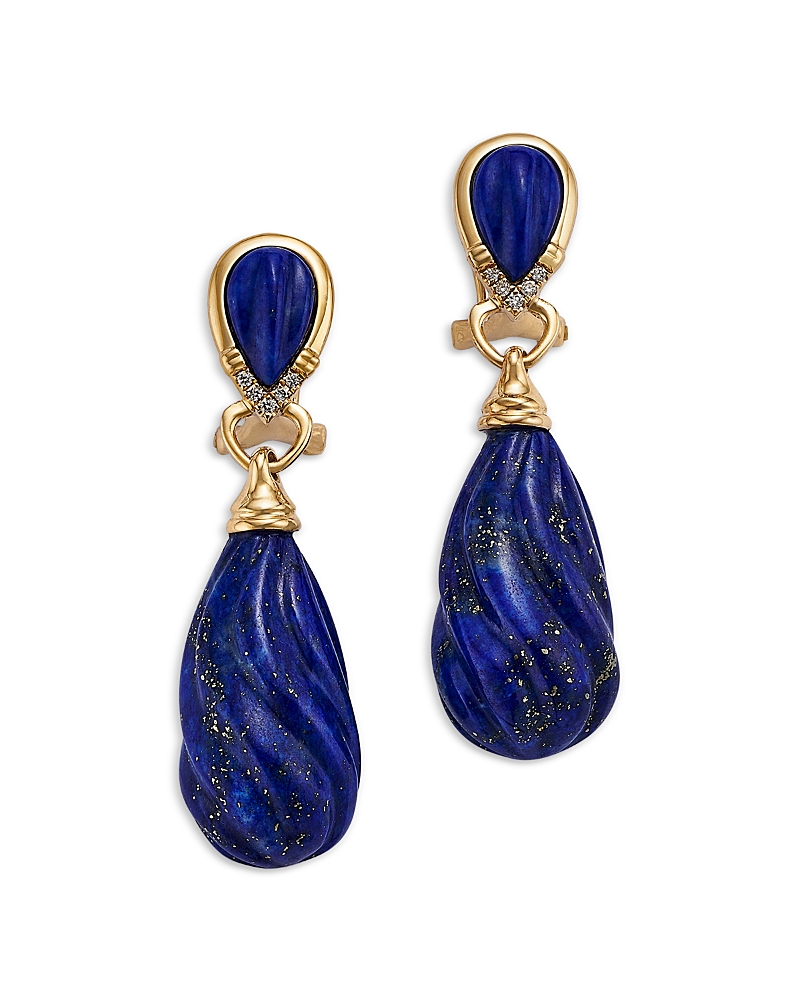 Bloomingdale's Fine Collection Lapis & Diamond Drop Earrings in 14K Yellow Gold