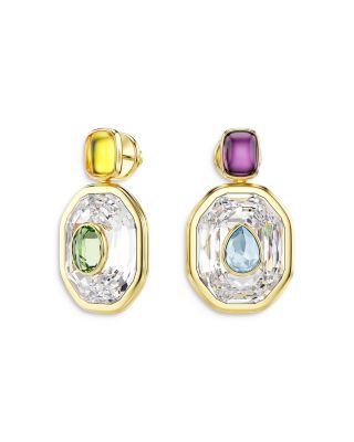 Chroma Octagon Crystal Asymmetrical Drop Earrings