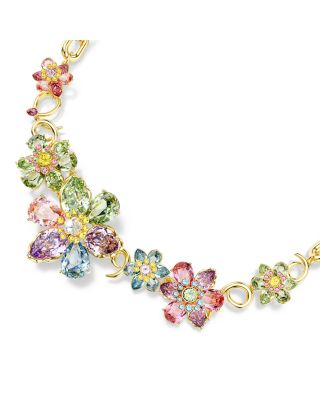 Idyllia Mixed Cut Multicolor Crystal Flower Statement Necklace, 14.875-16.875"