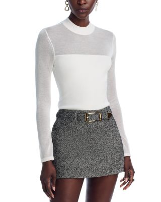 Sheer Knit Mock Neck Top - Exclusive 