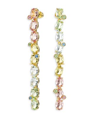 Gema Mixed Cut Multicolor Crystal Asymmetrical Linear Drop Earrings