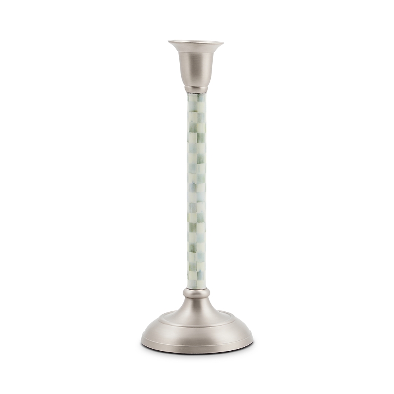 Mackenzie-childs Sterling Check Medium Candlestick In Sterling Check