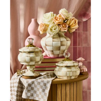 Mocha Check Squashed Pot 