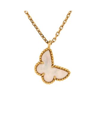 Pre-Owned Van Cleef & Arpels - Sweet Alhambra Butterfly Pendant Necklace 18K Gold and Mother of Pearl