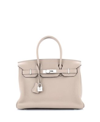 Pre-Owned HERMÈS - Birkin 30 Handbag Grey Clemence with Palladium Hardware
