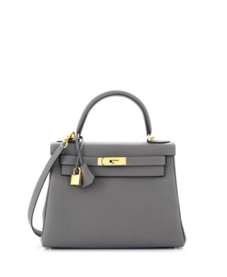 Pre-Owned HERMÈS - Kelly 28 Handbag Grey Togo with Gold Hardware