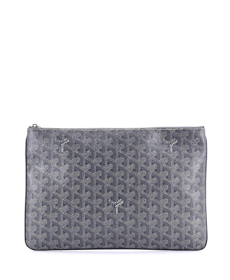 Pre-owned Pre-owned Goyard Goyard Mm Senat Zip Pouch Coated Canvas In Gray