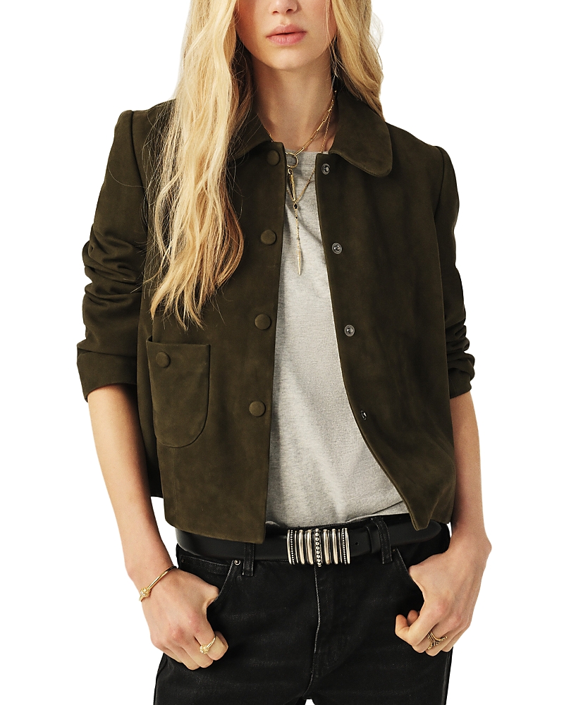 Ba&sh Ba & Sh Milas Leather Jacket In Khaki Suede