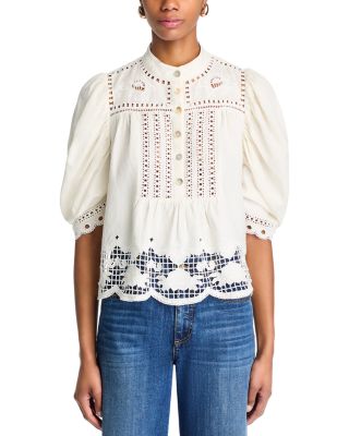 Romantic Richelieu Puffed Sleeve Blouse