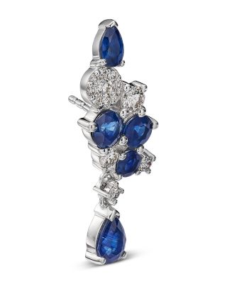 Blue Sapphire & Diamond Drop Earrings in 14K White Gold