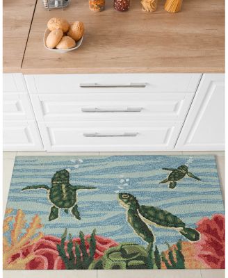 Liora Manne Frontporch Swimming Baby Turtles  Area Rug Collection
