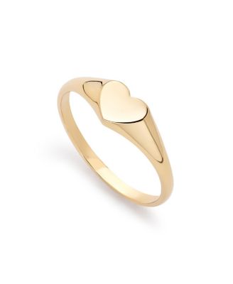 Solid Gold Heart Signet Ring