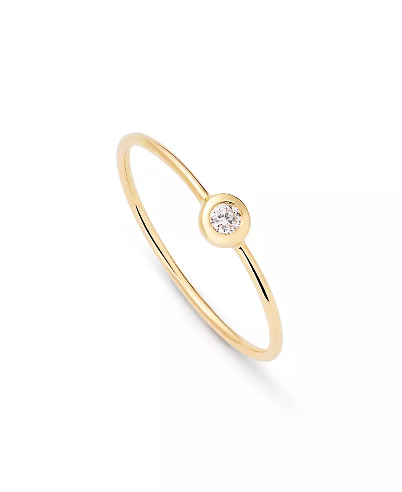 Ana Luisa Solid Yellow Gold Solo Lab-Grown Diamond Stacking Ring