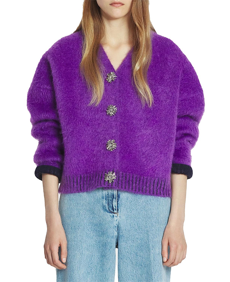 Lanvin Brushed-effect Cardigan In Anemone