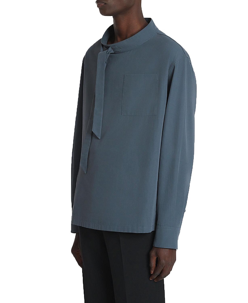 Lanvin Fluid Cotton Ascot Collar Top