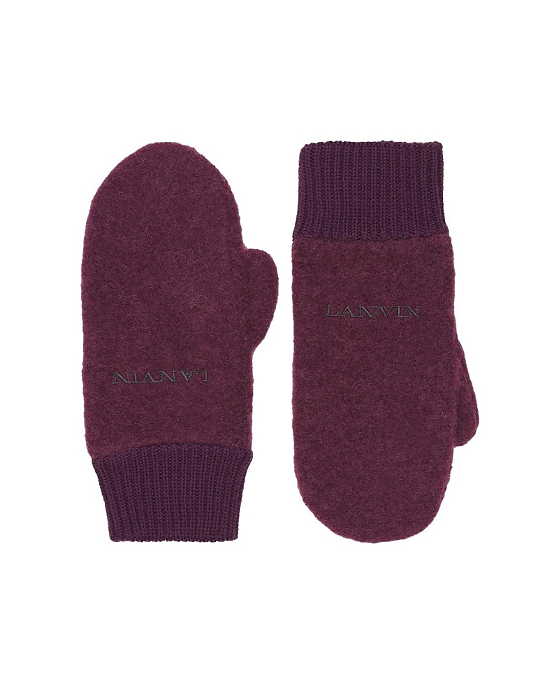 Lanvin Wool Mittens Gloves In Burgundy