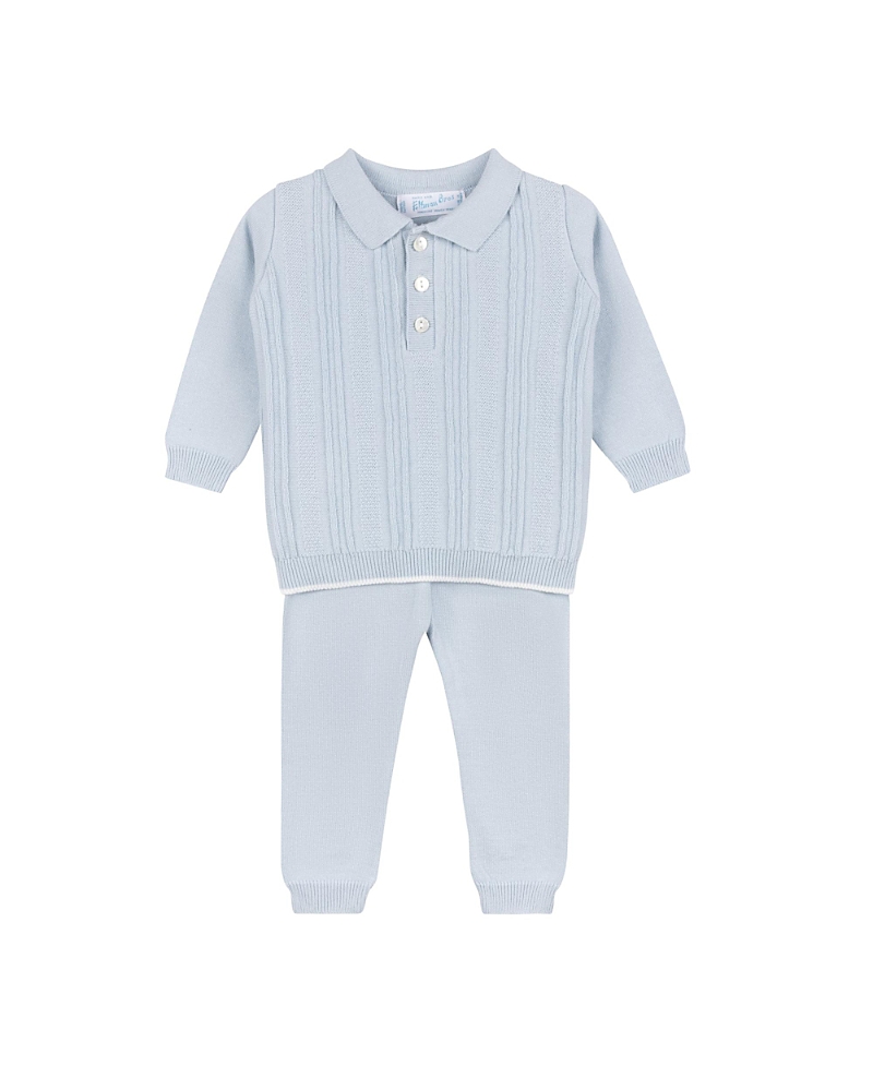 Feltman Brothers Vertical Rib Cotton Sweater & Pants Set In Powder Blue