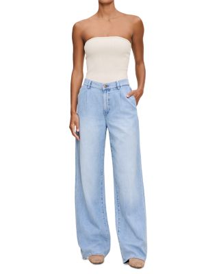 Aura Isabel Wide Leg Mid Rise Jeans in Beachfront